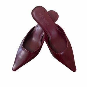 Steve Madden Burgundy Pointed Leather Mules